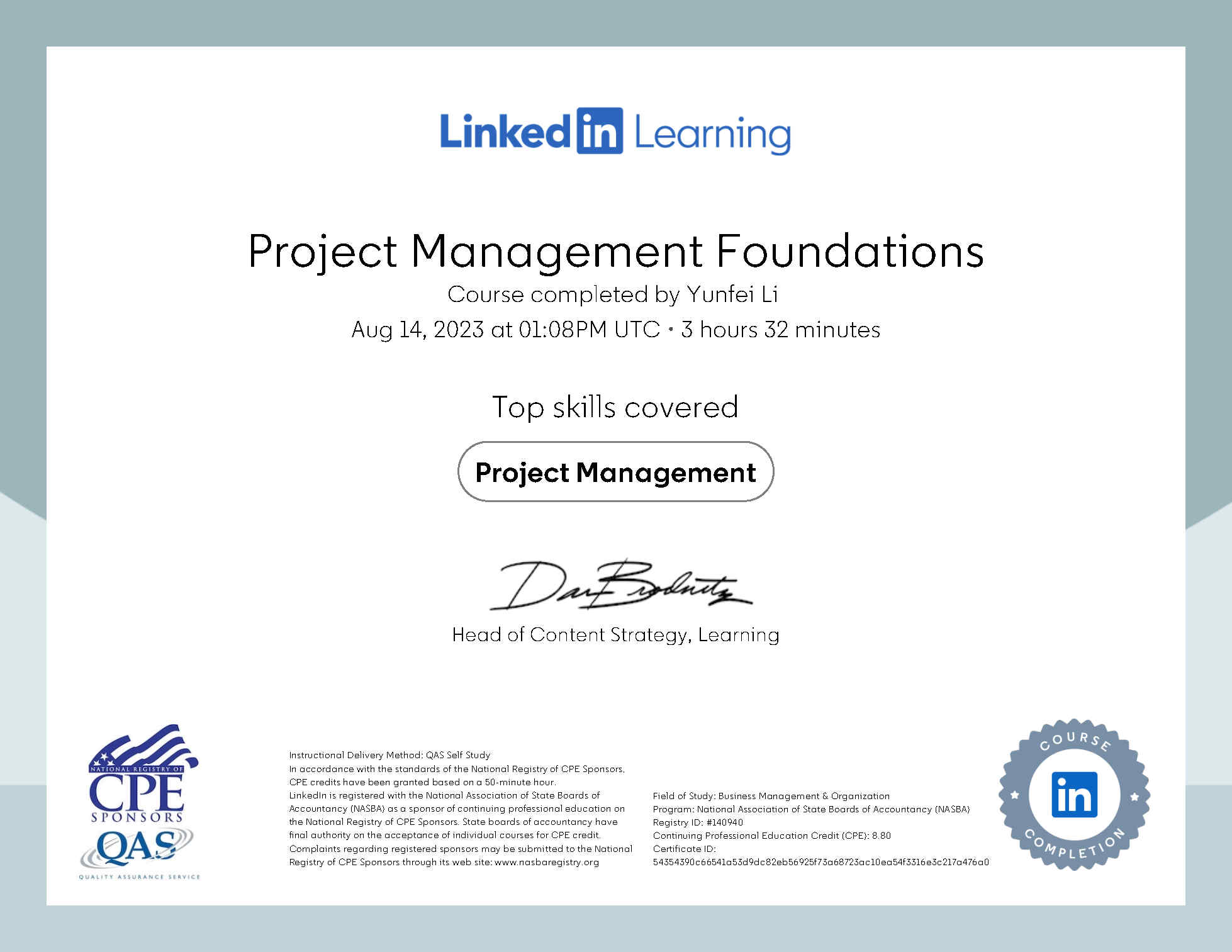 NASBA Certificate